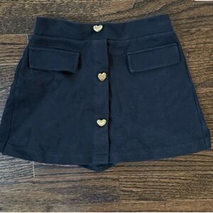 Zara Kids Navy Skort with Gold Heart Buttons